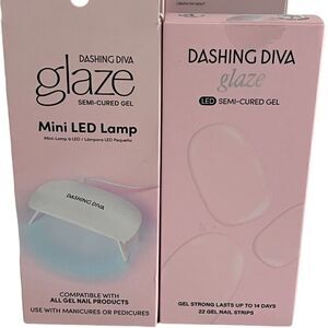 Dashing Diva Glaze Mini LED Lamp + Glaze LED Semi-Cured Gel 22 Strips Kit,  New